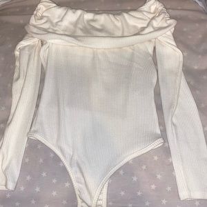 Off the shoulder cream bodysuit